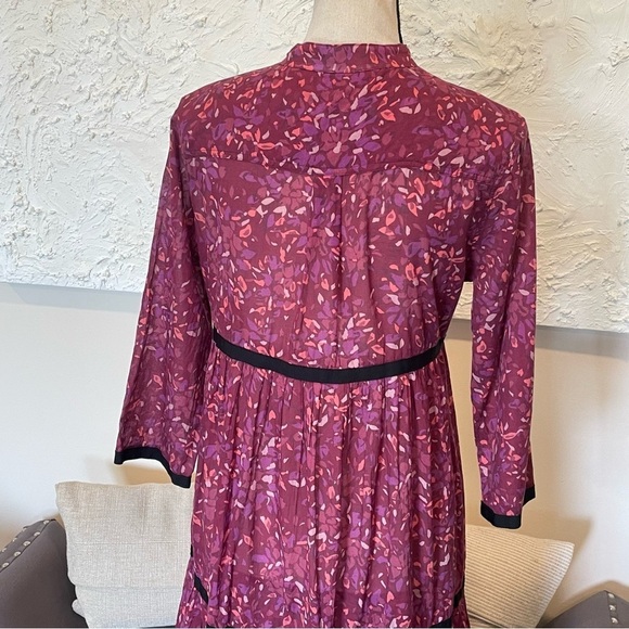 Warm Brand Prairie Midi Dress 3/4 Sleeve Pockets Tired 100% Cotton Size Small - Picture 4 of 9